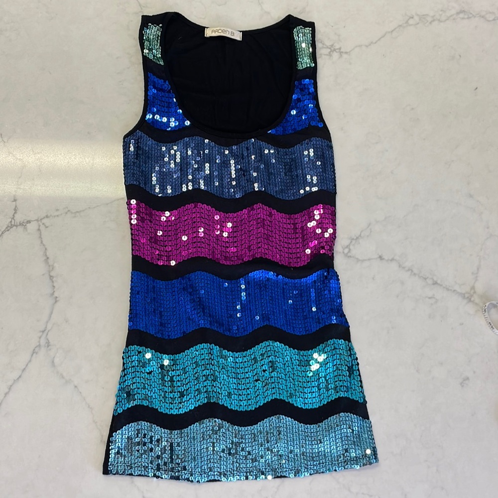 Arden B Multi -Color Sequin Tank Top Size Small - image 1